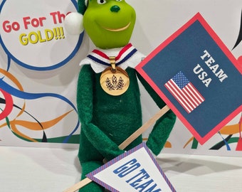 Olympic Themed Elf Medal, Elf Olympics, Holiday Elf Activities, Elf Activities, Elf Antics, Elf Props, Elf Accessories,