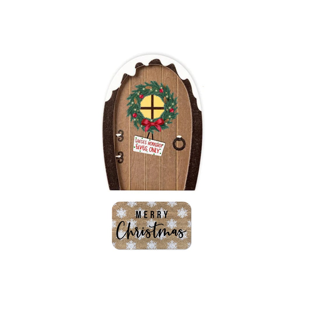 Printable Brown Christmas Door, Printable Elf Christmas Decoration ...