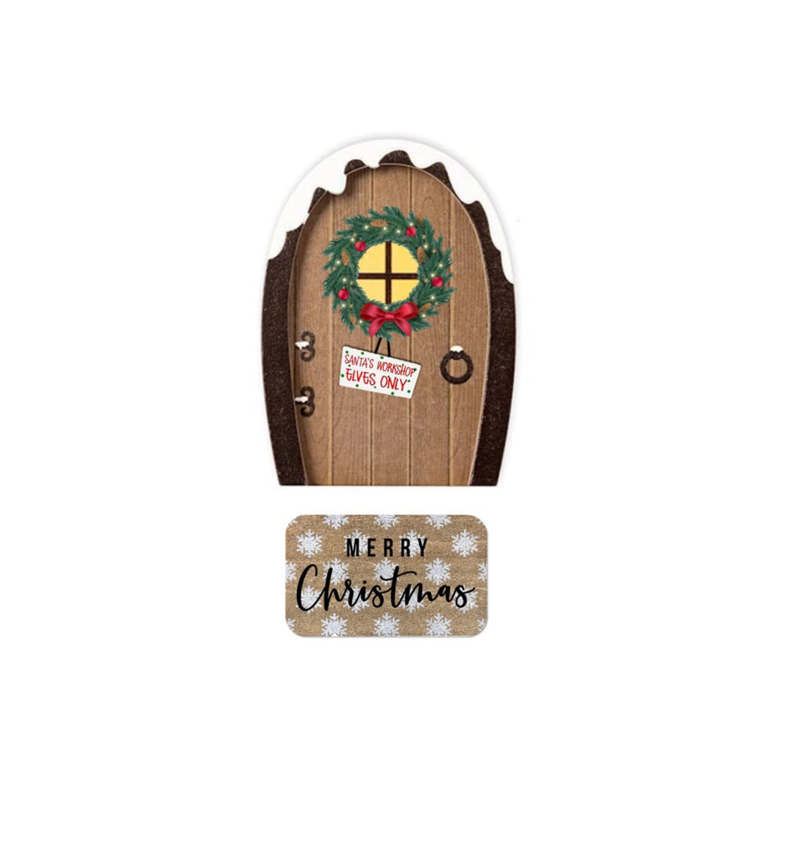 Printable Brown Christmas Door, Printable Elf Christmas Decoration ...