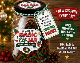 12 Days of Christmas Magic Jar Kit | Kids Holiday Activity | Elf Alternative Christmas Kit | Santa Surprise Jar for Families | Elf Kit