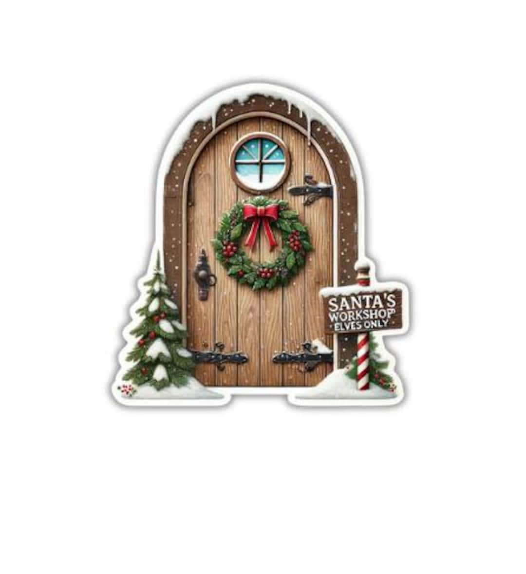 Printable Rustic Christmas Door, Printable Elf Christmas Decoration ...