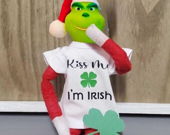 St Patrick's Day Elf Shirt – 'Kiss Me I'm Irish' Doll Clothes