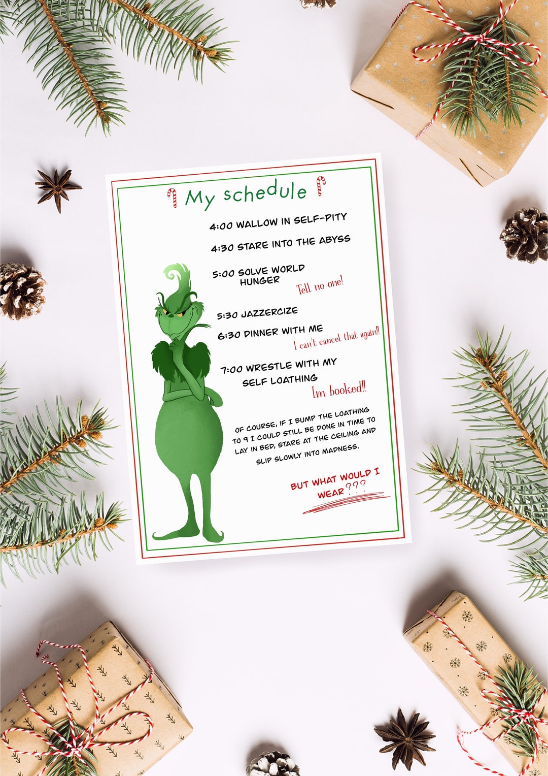 The Grinch Schedule Etsy