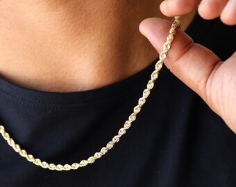 Rope Chain Necklace Gold Rope Chain, Rope Necklace Chain, Rope Chain 14k Gold Rope Chain Necklace, 14k Gold Necklace, Solid Gold Chain