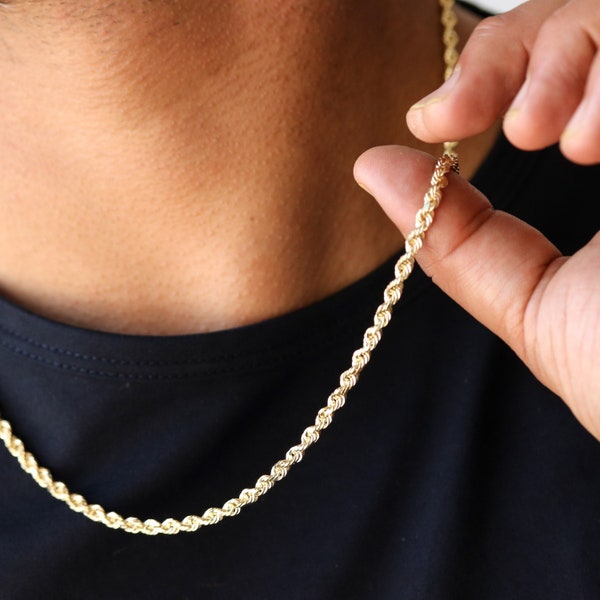 14k Solid Gold Rope, Rope Necklace, Rope Chain, 14k Gold Twist Chain, Chain Necklace