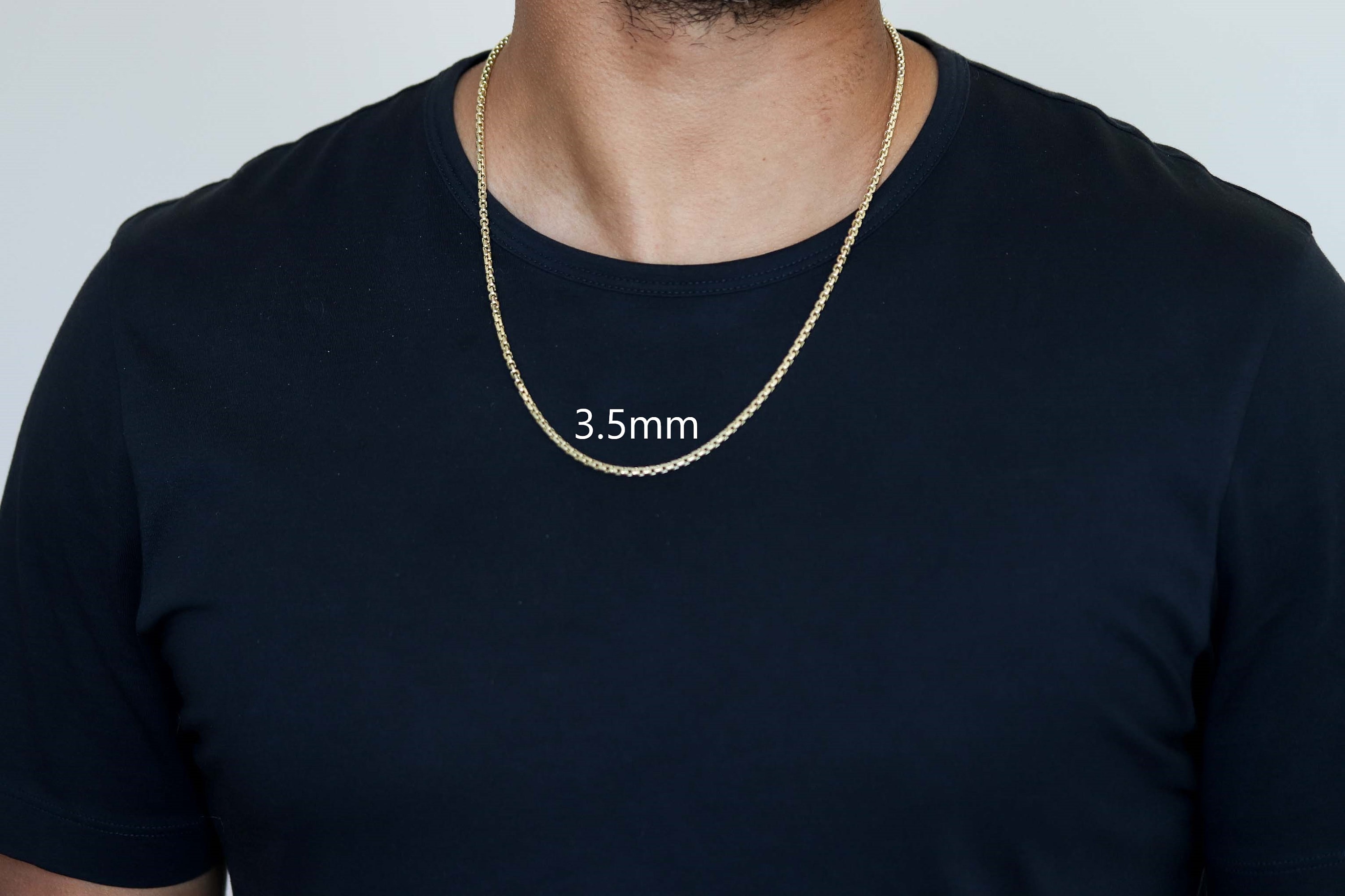 Round Box Chain, Box Chain Necklace for Men, Gold Box Chain, Box Chain ...