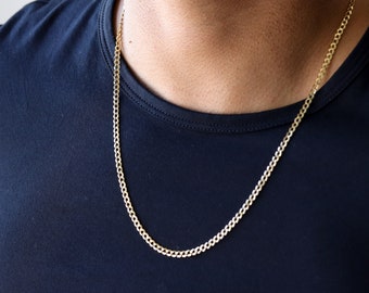 Solid Gold Chain 14k Gold Curb Chain, Cuban Link Chain, Curb Chain, 14k Gold Chain Solid Gold Cuban Chain, 14k Gold Necklace Men Necklace