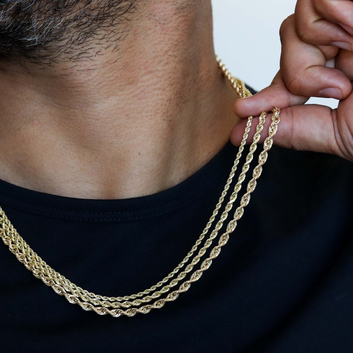14k Solid Gold Rope, Rope Necklace, Rope Chain, 14k Gold Twist Chain ...