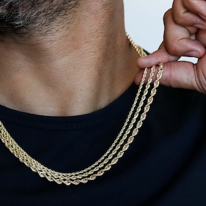 14k Solid Gold Rope, Rope Necklace, Rope Chain, 14k Gold Twist Chain, Chain Necklace
