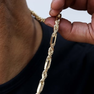 Milano Gold Chain, Milano Chain, Figarope Chain, 14K Gold Necklace, Solid Gold Necklace, 14K Gold Chain Necklace Men, Chain Necklace For Men