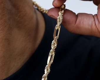 Milano Gold Chain, Milano Chain, Figarope Chain, 14K Gold Necklace, Solid Gold Necklace, 14K Gold Chain Necklace Men, Chain Necklace For Men