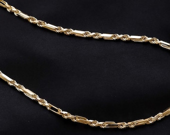 Milano Gold Chain, Milano Chain, Figarope Chain, 14K Gold Necklace, Solid Gold Necklace, 14K Gold Chain Necklace Men, Chain Necklace For Men