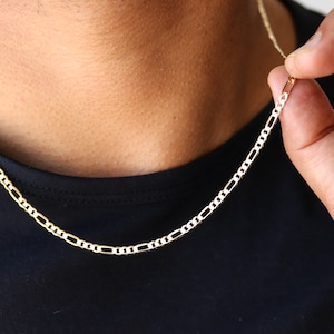Gold Figaro Chain, 14k Gold Figaro Chain Necklace For Men, Figaro Chain 14k Gold Necklace, Gold Chain Men Necklace, Solid Gold Chain 14k