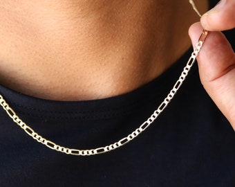 Gold Figaro Chain, 14k Gold Figaro Chain Necklace For Men, Figaro Chain 14k Gold Necklace, Gold Chain Men Necklace, Gold Necklace For Men