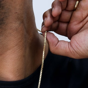 Box Chain, Gold Box Chain, Gold Box Chain Necklace, 14K Gold Box Chain, Box Chain Necklace, Mens Box Chain Necklace, Solid Box Chain