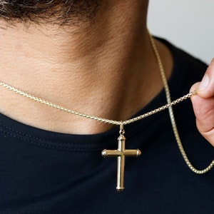Gold Cross Necklace Chain, Mens Gold Cross Necklace For Men, Gold Necklace, 14k Gold Necklace, Necklace For Men Gold Cross Pendant
