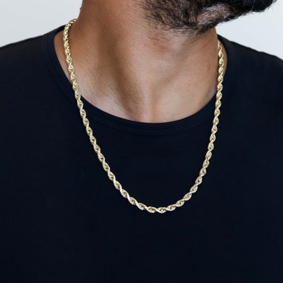 A*P様 10K Gold Rope Necklace 51cm 3mm Genuine 10k Gold 3mm Hollow Rope Chain Bracelet for Men and Women