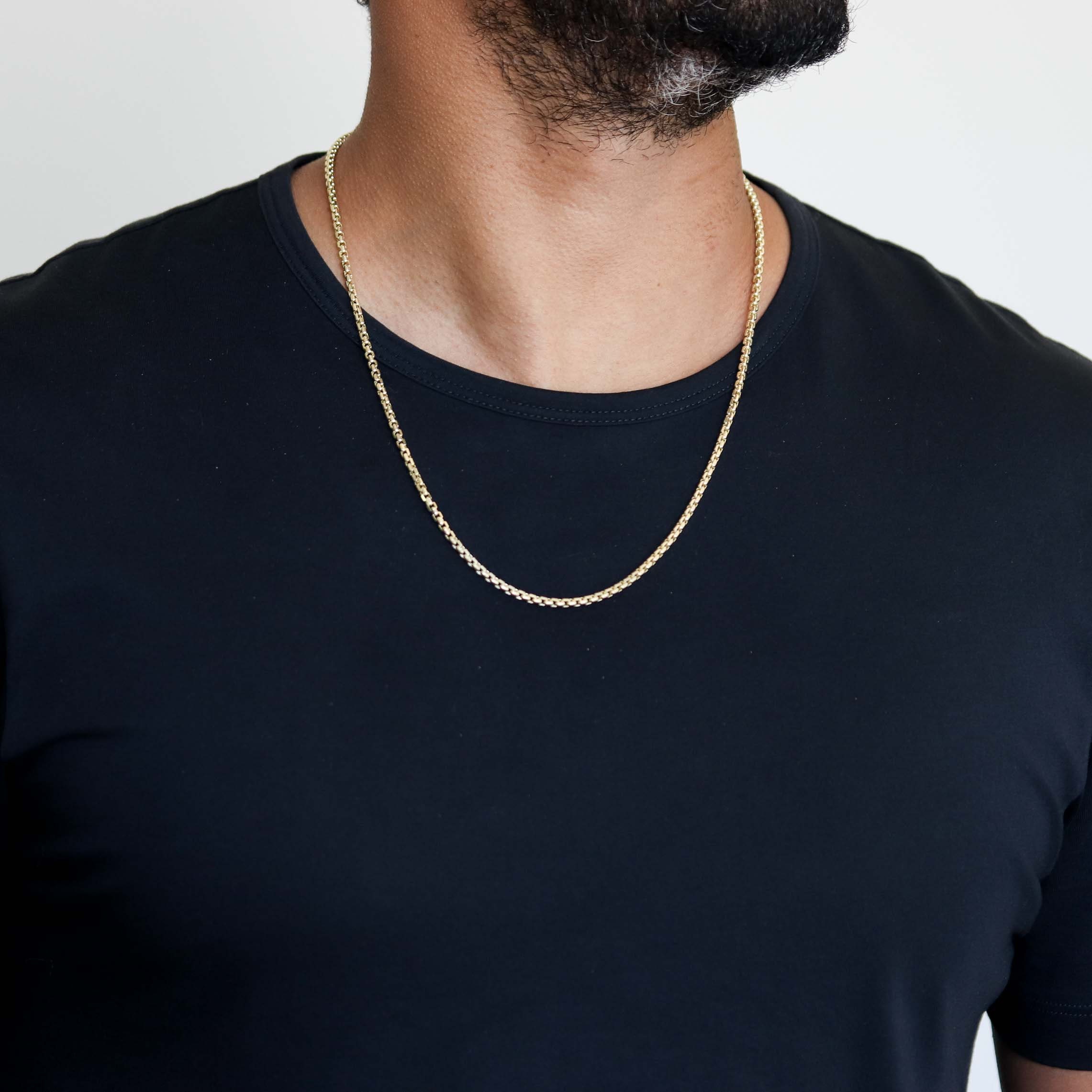 Round Box Chain, Box Chain Necklace for Men, Gold Box Chain, Box Chain ...