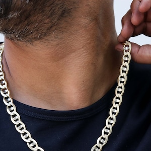 14K Mariner Chain, Mens Mariner Chain, Gold Mariner Chain, Solid Gold Necklace Mariner Chain, Mariner Chain Necklace, 14K Gold Necklace