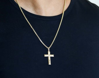 Gold Cross Necklace For Men, Crucifix Necklace Chain, Mens Crucifix Necklace, Crucifix Necklace Men, Mens Gold Cross Necklace