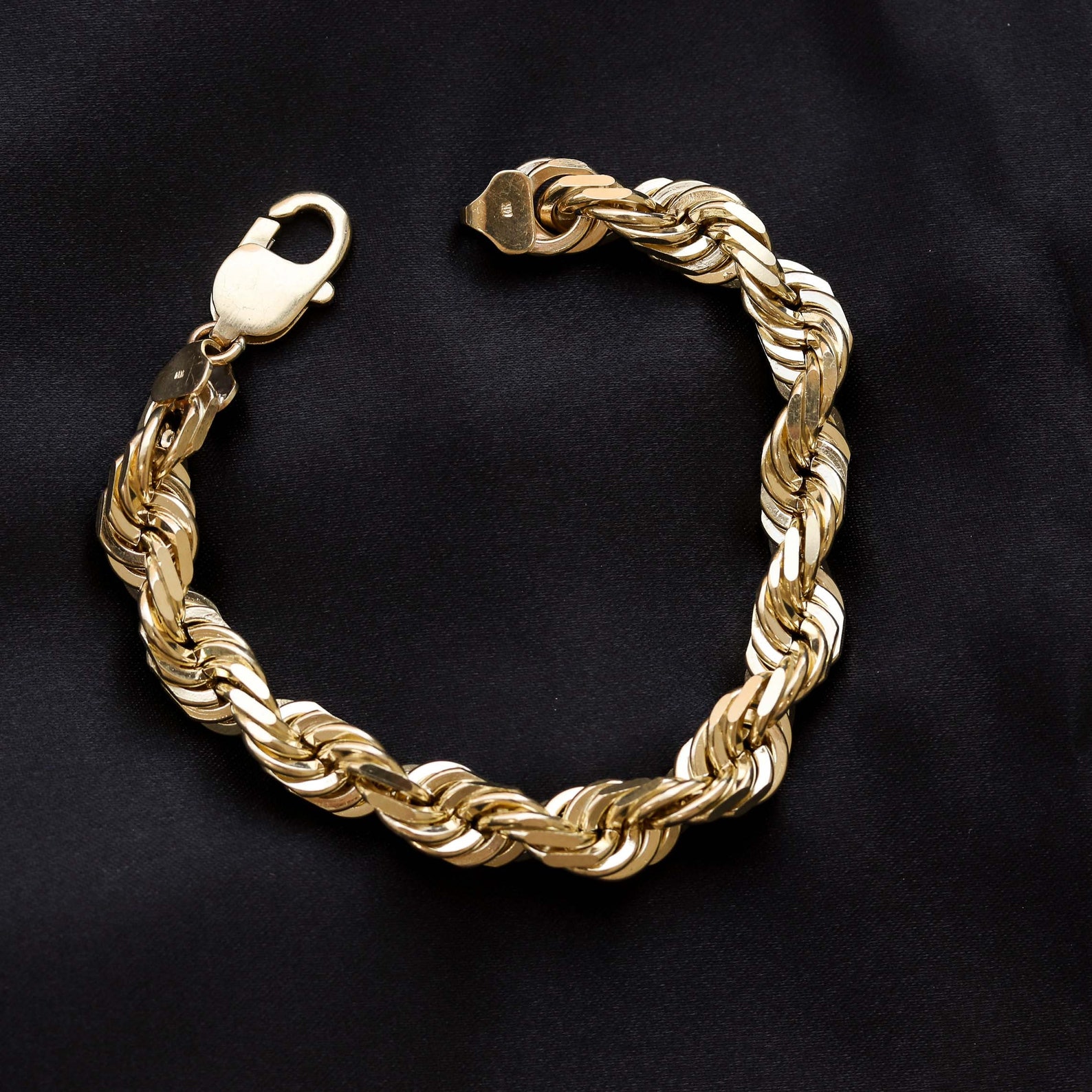 thumbnail image 2 of 14k White Gold Diamond Cut Rope Chain Bracelet – 7 Inch, 3mm Wide, 4 Grams 2 of 5