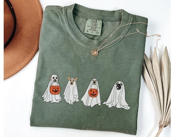 Halloween Dog Shirt, Ghost Dog Shirt, Halloween Crewneck, Dog Halloween Shirt, Dog Ghost Shirt, Dog Lovers Shirt, Comfort Colors® Shirt