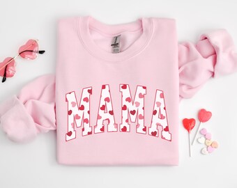 Mama Valentine Sweatshirt, Valentine Mom Sweatshirt, Mama Heart Sweatshirt, Mama Valentines Day Crewneck, First Time Mom Gift, New Mom Gift