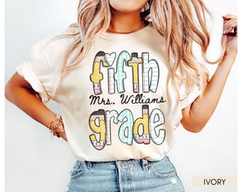 Custom Fifth Grade Teacher Shirt Comfort Colors®, Teacher Team Shirt, 5th Grade Tee, Teaching Tshirts, New Teacher Gift, Back to School