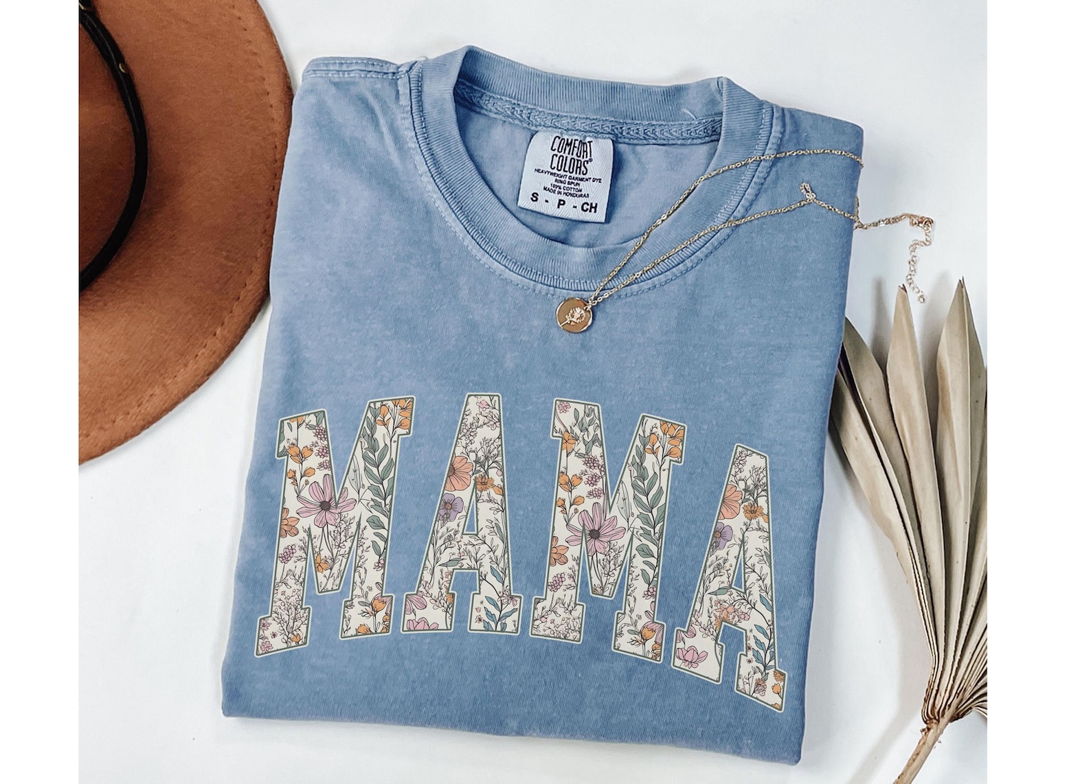 Mama Color:blue Comfort Colors® Mama Shirt, Floral Mama Shirt, Mothers Day Gift, Girly ...