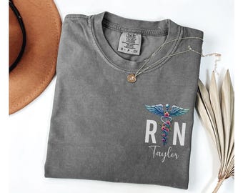 Custom Registered Nurse Comfort Colors® Shirt, Personalized Nurse Shirt, RN Shirt, Nurse Graduation Gift, Nurse Appreciation, Gift For Nurse