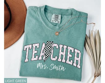 Custom Teacher Shirt Comfort Colors®, Teacher Name Shirt, Back to School Teacher Tshirt, Retro Teacher Shirt, Cute Teacher Appreciation Gift