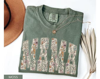 Comfort Colors® Mama Shirt, Floral Mama Shirt, Mothers Day Gift, Girly Aesthetic Gift For Mom, Trendy Mom Tee, Cute Mom Shirt, Mama Tshirt