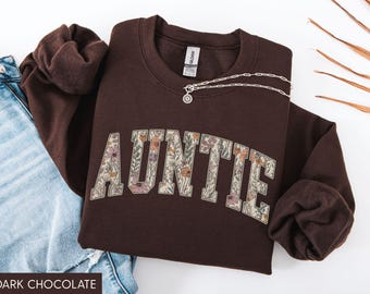 Auntie Sweatshirt, Aunt Sweater, Floral Auntie Sweater, New Aunt Gift, Pregnancy Announcement, Gift for Aunt, Pregnancy Reveal to Aunt