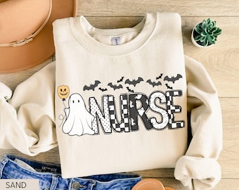 Nurse Halloween Sweatshirt, Halloween Nurse Sweatshirt, Spooky Nurse Shirt, RN Halloween Crewneck, Halloween Nursing Sweater, Nurse Gift