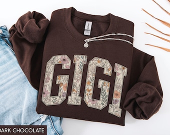 Gigi Sweatshirt, Gigi Crewneck, Gigi Sweater, New Gigi Gift, Floral Gigi Sweatshirt
