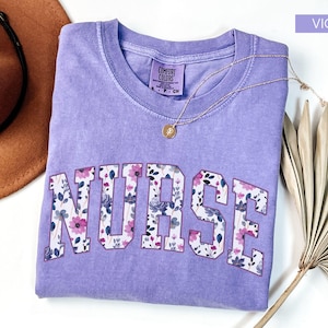 Nurse Comfort Colors® Shirt, Floral Nurse Shirt, RN Shirt, Nurse Graduation Gift, Nurse Week Shirt, Nurse Appreciation, Gift For Nurse