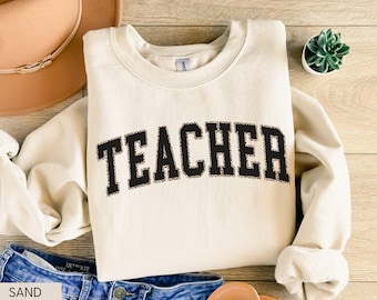 Leopard Teacher Sweatshirt, Teacher Sweater, Trendy Teacher Shirts, Cute Teacher Gift, Teacher Crewneck, New Teacher Gift