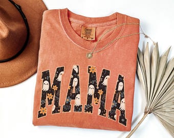 Halloween Mama Comfort Colors® Shirt, Mom Halloween Shirt, Spooky Mama Shirt, Mama Halloween, Cute Ghost Shirt, Floral Ghost Shirt