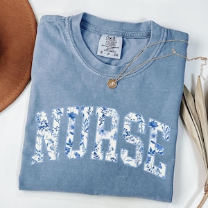Nurse Comfort Colors® Floral Shirt, Toile Nurse Shirt, RN Shirt, Nurse Graduation Gift, Nurse Week Shirt, Nurse Appreciation, Gift For Nurse