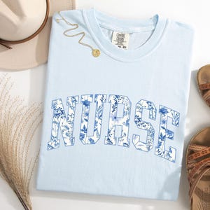 Nurse Comfort Colors® Floral Shirt, Toile Nurse Shirt, RN Shirt, Nurse Graduation Gift, Nurse Week Shirt, Nurse Appreciation, Gift For Nurse
