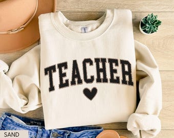 Leopard Teacher Sweatshirt, Teacher Sweater, Trendy Teacher Shirts, Cute Teacher Gift, Teacher Crewneck, New Teacher Gift