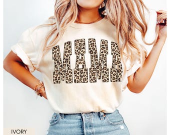 Comfort Colors® Mama Shirt, Mama Leopard Shirt, Mothers Day Gift, Girly Aesthetic Gift For Mom, Trendy Mom Tee, Cute Mom Shirt, Mama Tshirt