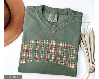 Christmas Nurse Comfort Colors® Shirt, RN Christmas Shirt, Holiday Nurse Shirt, Christmas Nursing T-shirt, Nurse Christmas Tee