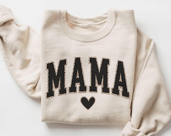 Leopard Mama Sweatshirt, Mama Sweatshirt, Mom Crewneck, Mom Life Shirt, Mothers Day Gift, New Mom Shirt, Gift For Mom, Leopard Mama Sweater
