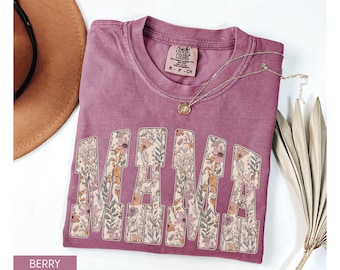 Comfort Colors® Mama Shirt, Floral Mama Shirt, Mothers Day Gift, Girly Aesthetic Gift For Mom, Trendy Mom Tee, Cute Mom Shirt, Mama Tshirt