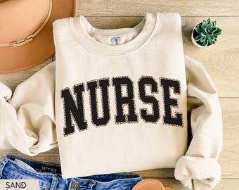 Nurse Sweatshirt, Leopard Nurse Shirt, RN Sweatshirt, Nurse Sweater, Nurse Graduation Gift, Nurse Week, Nurse Appreciation, New Nurse Gift