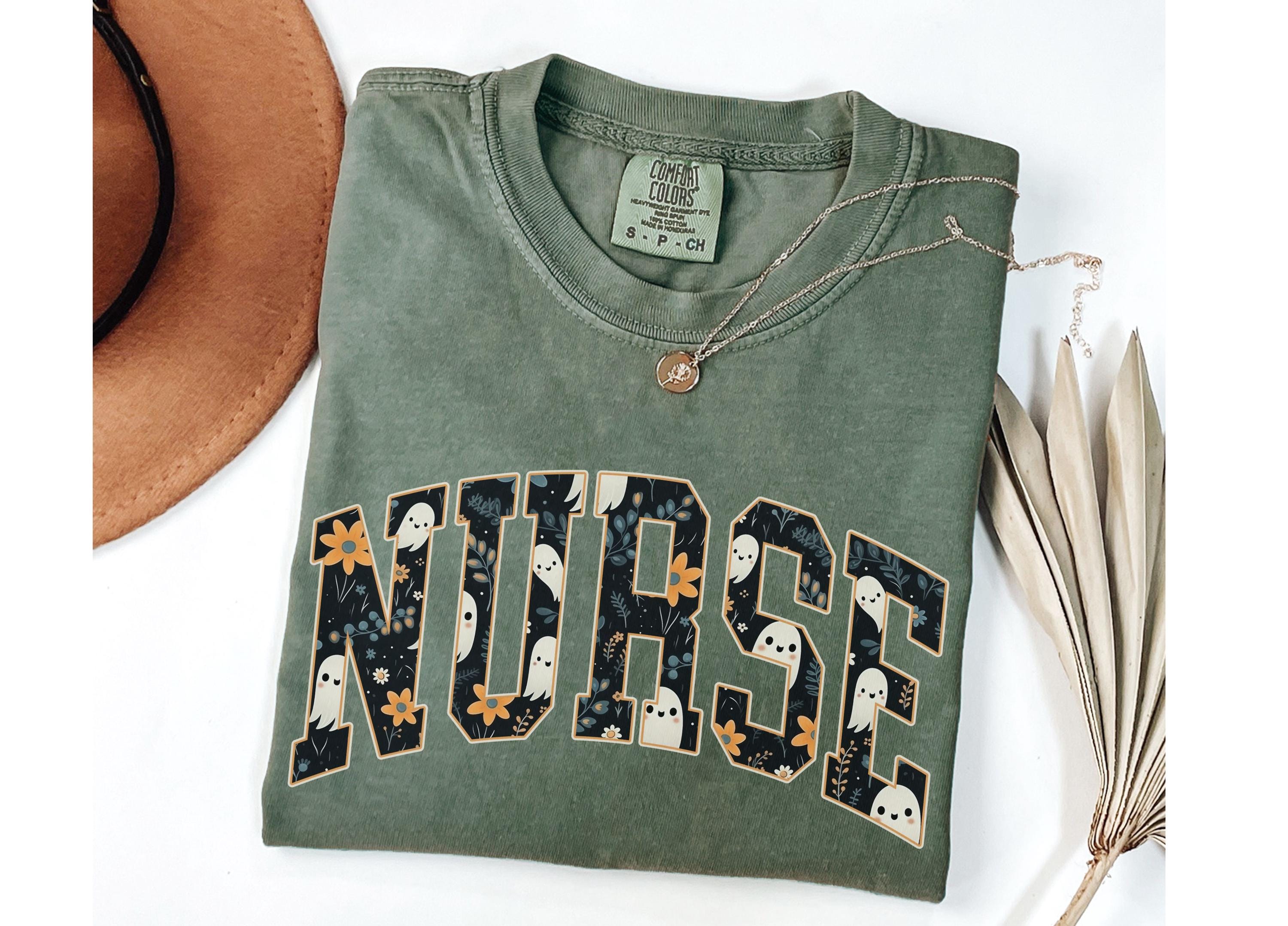 Nurse Comfort Colors® Halloween Shirt, Halloween Nurse Shirt, Spooky Nurse, Fall Nurse Crewneck, Ghost Nurse Tshirt, Halloween Nursing Tee
