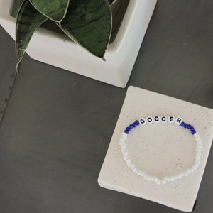 Customizable Sports Blue/White Bracelet, You Can Customize What Sport and Colors