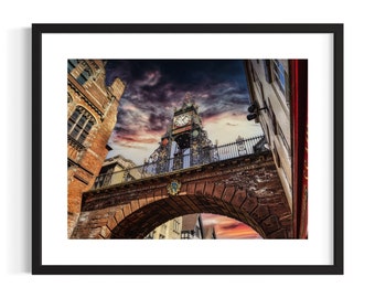 Eastgate Clock Chester, signed print. Architecture, Wall Art, Cityscape, Wall Art, Photography.