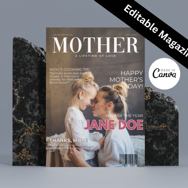 Customizable Mother's Day Magazine Cover Template - Personalized Digital Download Canva